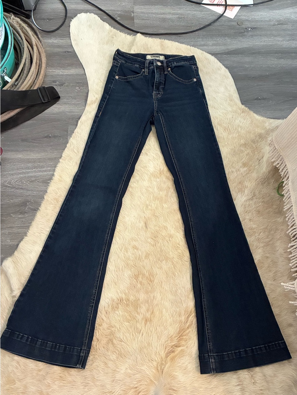 Women's Dark Blue High-Rise Flare Jeans